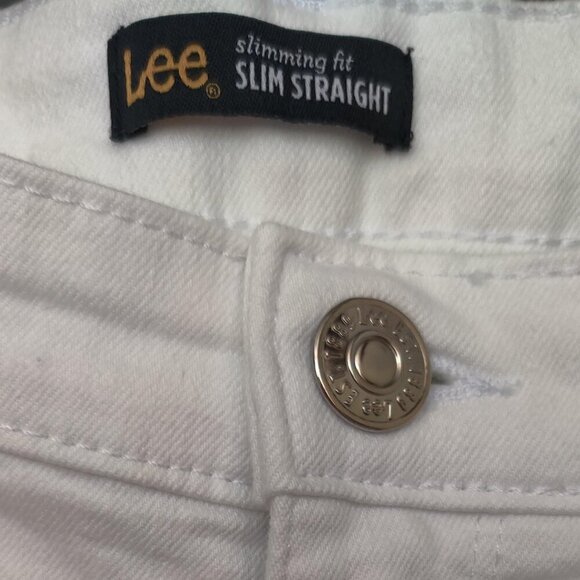 LEE WOMEN’S WHITE SLIM STRAIGHT JEANS - SIZE 14 M - Picture 3 of 7